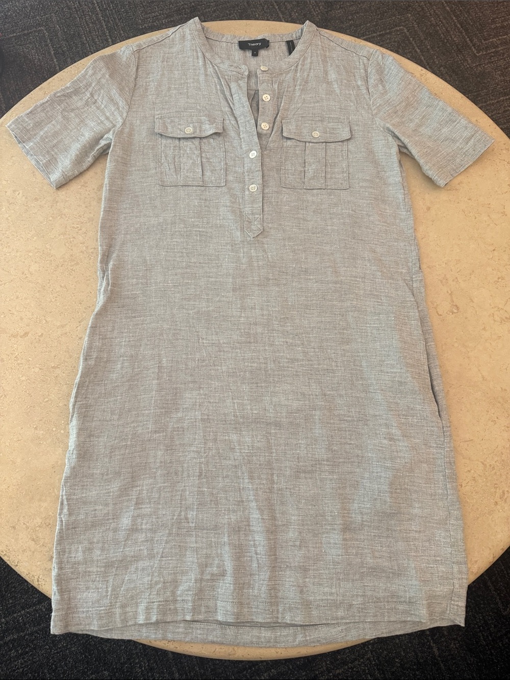 Theory Light Gray Linen Dress